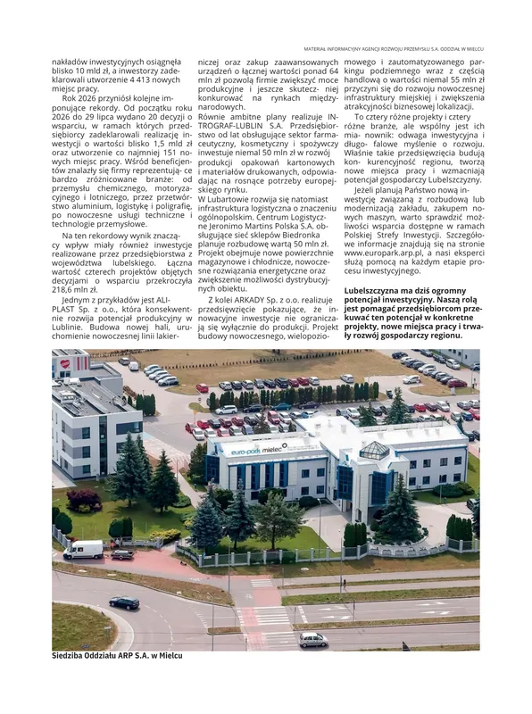 Druga strona artykułu z Lubelskiej Strefy Biznesu.